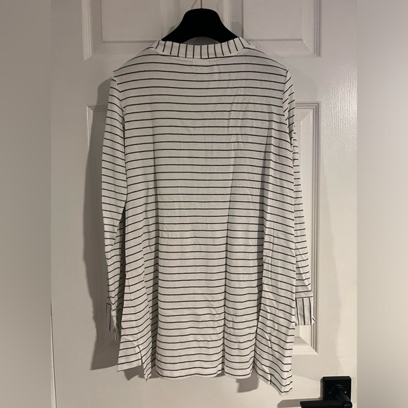 Soma French Terry Pullover Loungewear Top White & Black Stripe Tunic Top Size M - Picture 8 of 13